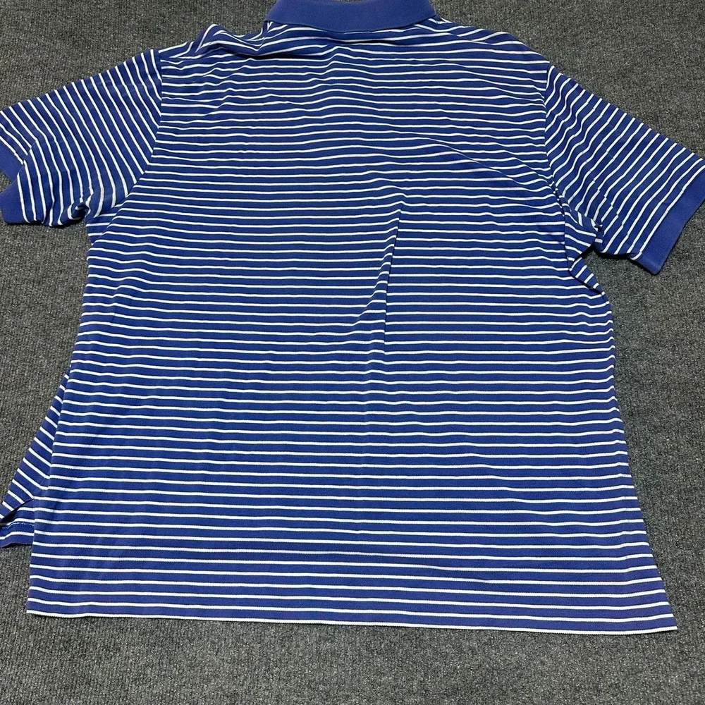 Polo Ralph Lauren Mens 2XL Big Pima Cotton Striped Polo Shirt Blue White Yellow